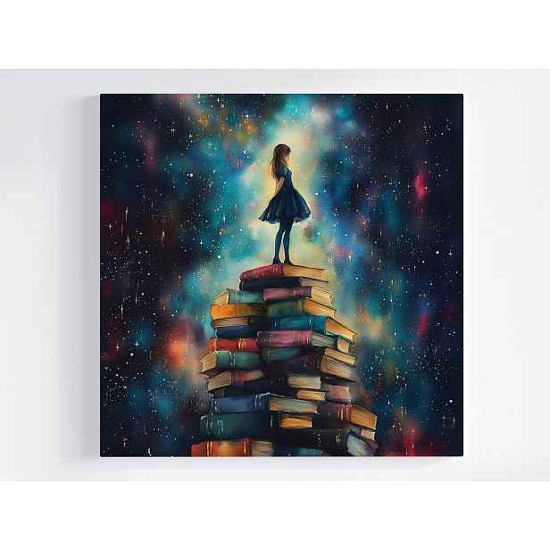 Obraz Na Plátně Canvas Fantasy Dítě Dívka Knihy Hvězdy 50x50