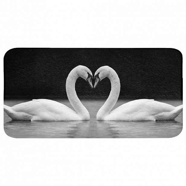 OnlyWow KOUPELNOVÁ PŘEDLOŽKA Labutě - srdce - černá - bílá 120x60 cm