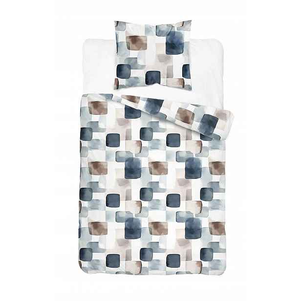 Povlečení 140x200 šedá, modrá s geometrickým vzorem Home Satin
