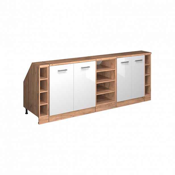 Vicco ŠATNÍ SESTAVA PRO ŠIKMÉ STŘECHY Rion Bílá vysoký lesk 210 cm Sada 5 korpusů skříně hloubka 60 cm