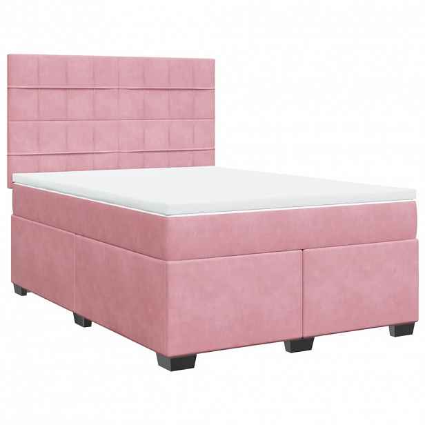 vidaXL Box spring postel s matrací růžová 160x200 cm samet