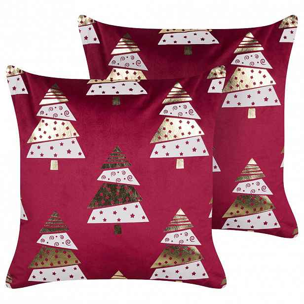 Beliani DEKORATIVNÍ POLŠTÁŘ sada 2 ks Červený 45/45 cm Goldspruce
