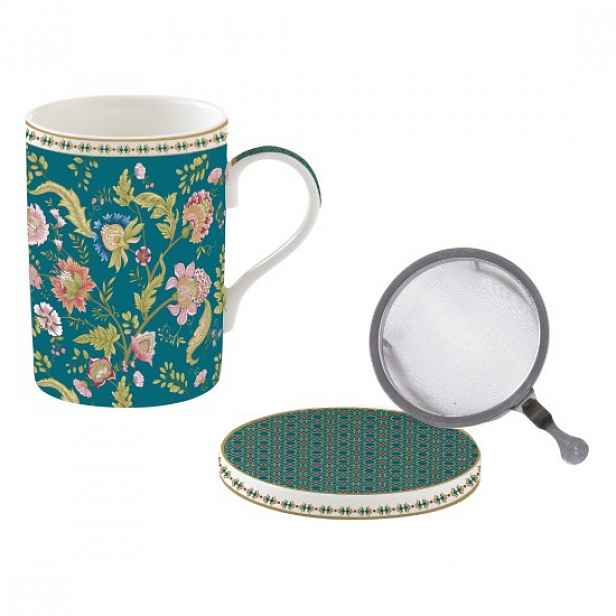 Hrnek s infuzérem a víčkem, porcelán, 350 ml, "Magie D'Orient Green" -