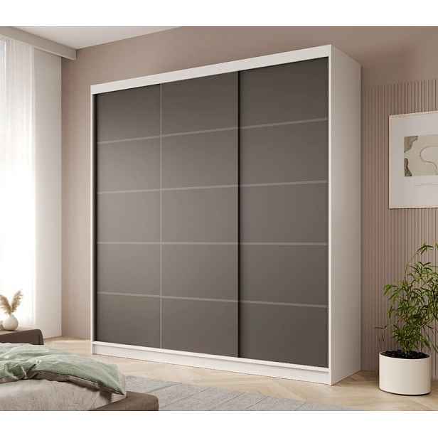 Šatní skříň s posuvnými dveřmi 200 cm MENTIS - bílá / černá