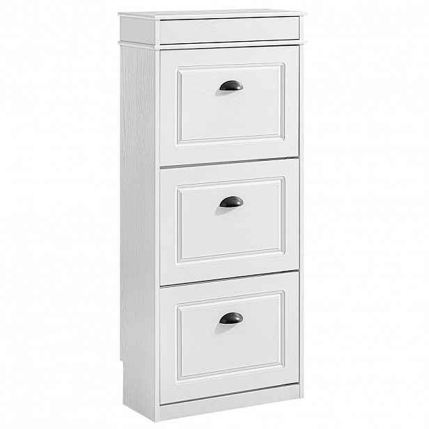 SoBuy BOTNÍK se 4 zásuvkami Bílá 53x24x117cm Klasický
