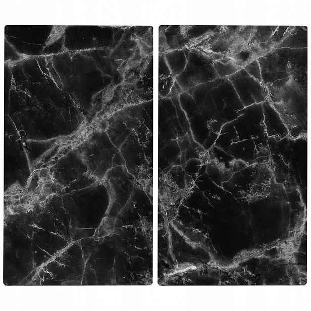 Ochranné skleněné panely Marble na sporáky – 2 ks, Zeller, černé
