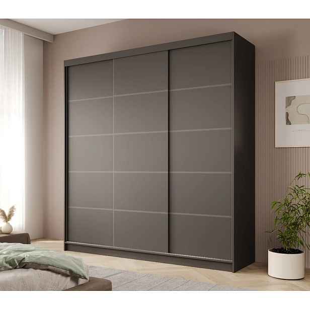 Šatní skříň s posuvnými dveřmi 200 cm MENTIS - černá