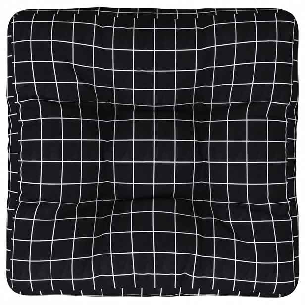 vidaXL Poduška na palety černá károvaná 50 x 50 x 12 cm textil