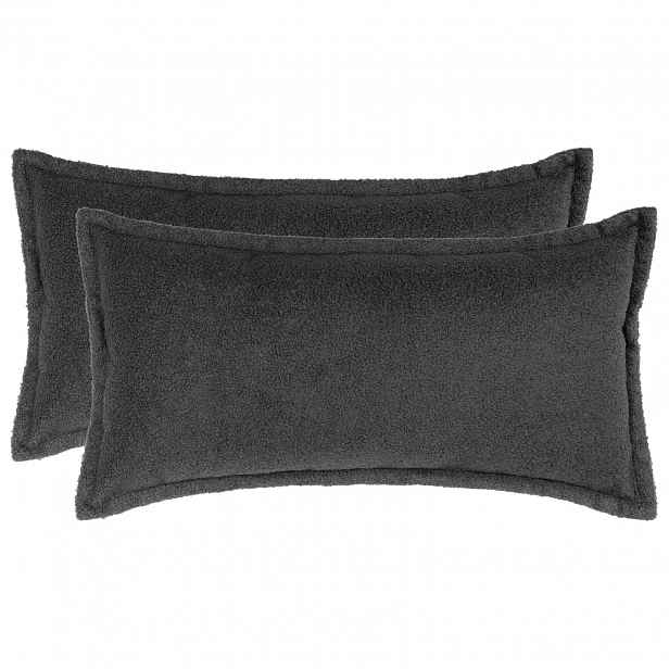 vidaXL Povlak na polštář 2 pcs HOUTEN Tmavě šedá 40 x 70 cm Bouclé