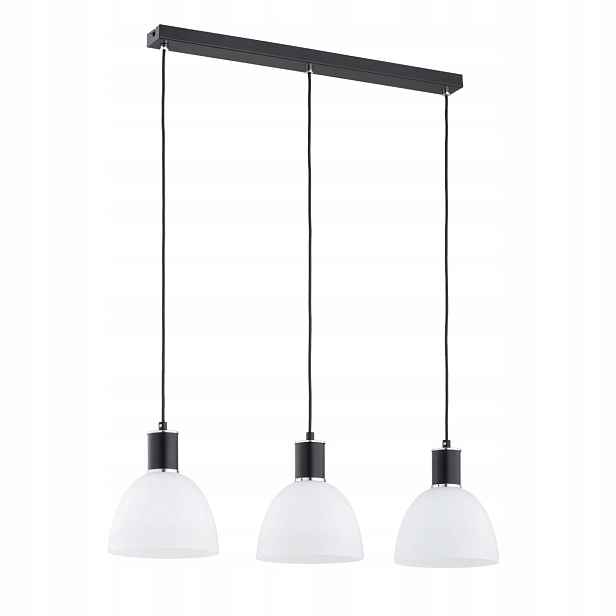Závěsná lampa černá lišta, bílé stínítko 3xE27 15W nad stůl Sanbri Alfa