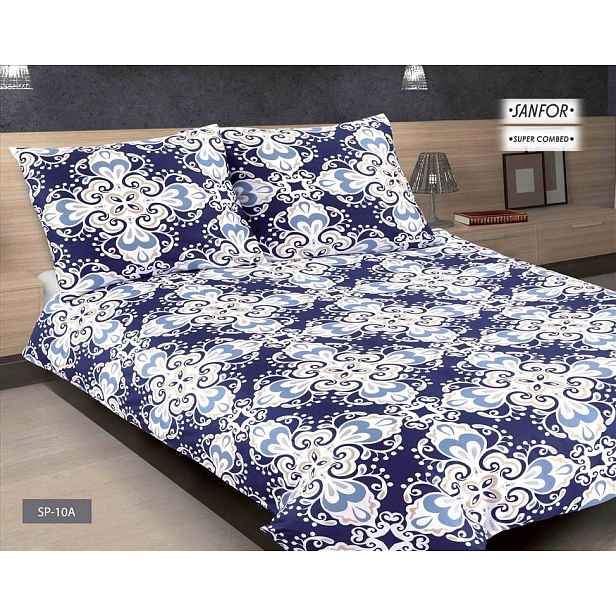 Matex Premium saténové Povlečení 160x200 tmavě modré pozadí s ornamenty