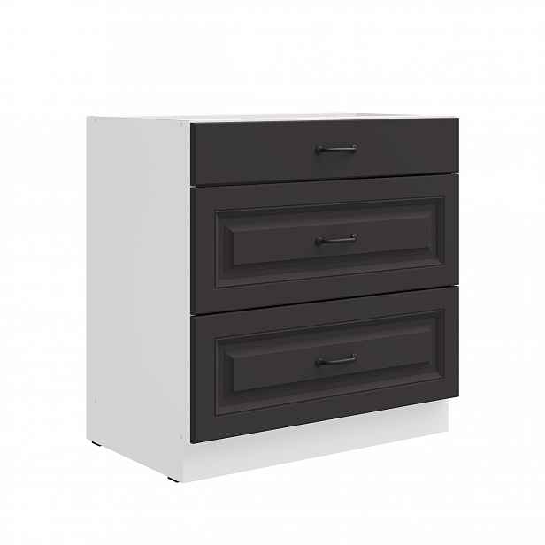 Spodní skříňka Stilo 80 D 3S BB - Premium Box Barva korpusu: Bílá, Barva dvířek: Grafit