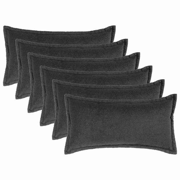 vidaXL Povlak na polštář 6 pcs HOUTEN Tmavě šedá 40 x 70 cm Bouclé