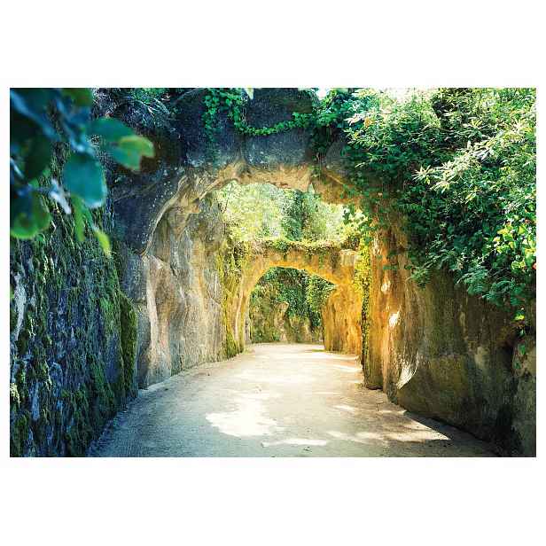 Vliesová fototapeta Kamenný sluneční tunel zelená 200x140 lepidlo
