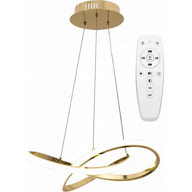 Závěsná lampa do obýváku zlatá 45 cm elegantní Led lustr s dálkovým ovládáním
