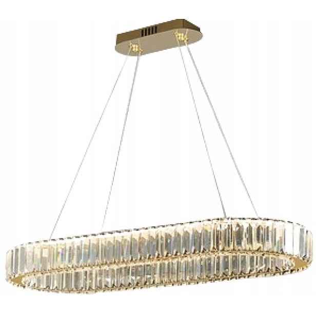 Stropní Led lampa Glamour Crystal zlatá 80 cm oválná 80 W křišťál