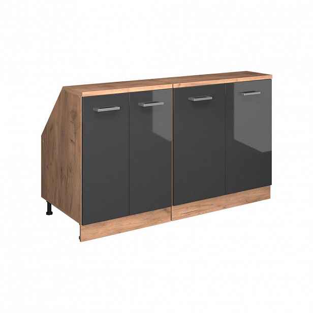 Vicco SADA SKŘÍNÍ PRO ŠIKMOU STŘECHU Rion Antracitový vysoký lesk 140 cm Sada 2 korpusů skříně hloubka 60 cm