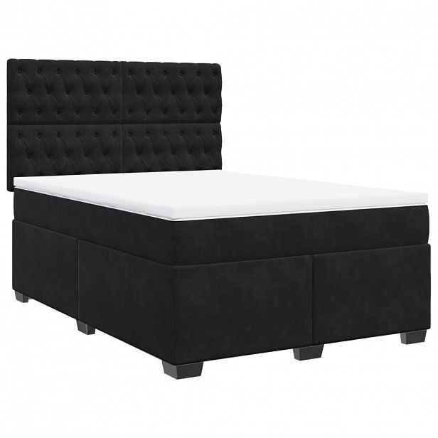 vidaXL Box spring postel s matrací černá 160x200 cm samet