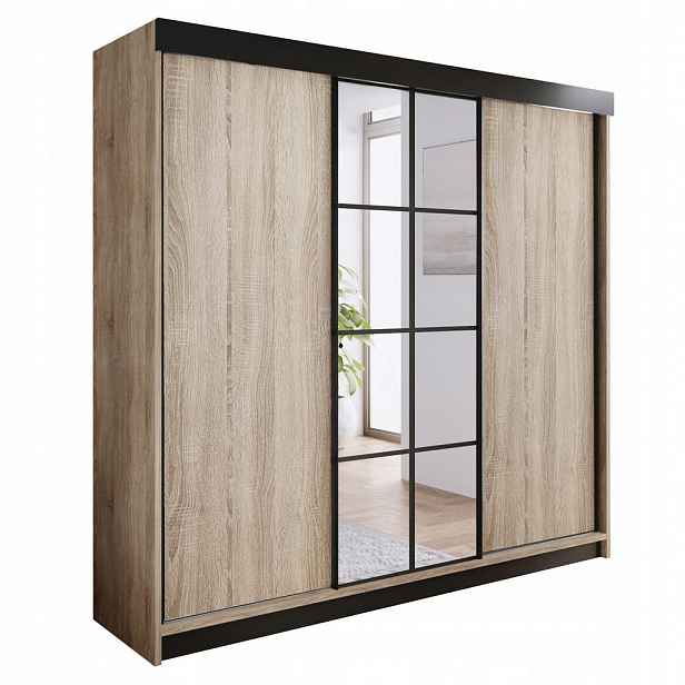 Kier Furniture POSUVNÁ ŠATNÍ SKŘÍŇ ARI 1 se zrcadlem 250 - Dub Sonoma