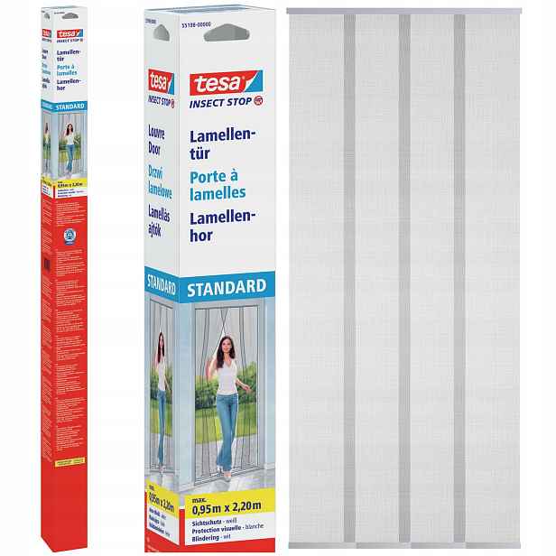 Moskytiéra na dveře Lamelová Tesa Okenní síť na hmyz 95 x 220 cm Bílá