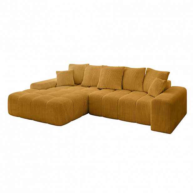 ALTDECOR ROHOVÁ SEDACÍ SOUPRAVA s otomanem vlevo ENSI-L – 267 × 164 × 69 cm, curry žlutá