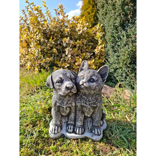 Betonová zahradní figurka Kočička s pejskem Kočička pes figurka kočky