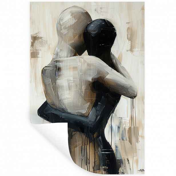 MuchoWow SAMOLEPKA NA ZEĎ Abstraktní - Láska - Černobílé - Moderní 40x60 cm