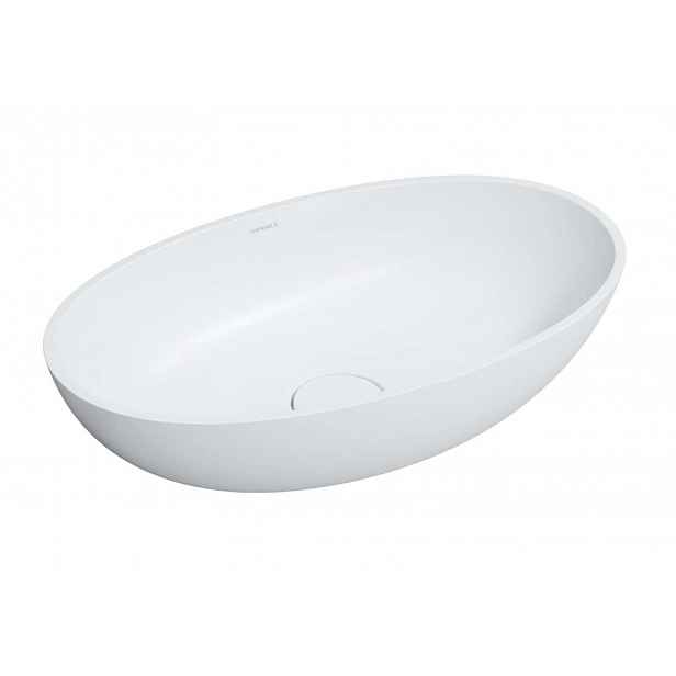 OMNIRES Shell M+ - Umyvadlo na desku 60x35 cm, bez přepadu, matná bílá SHELLUNBM