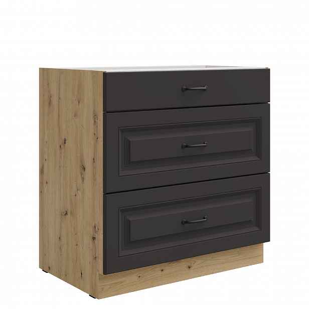 Spodní skříňka Stilo 80 D 3S BB - Premium Box Barva korpusu: Dub artisan, Barva dvířek: Grafit