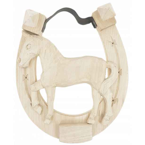 Kůň Podkova pro štěstí, dřevěná, vyřezávaná, 30 cm