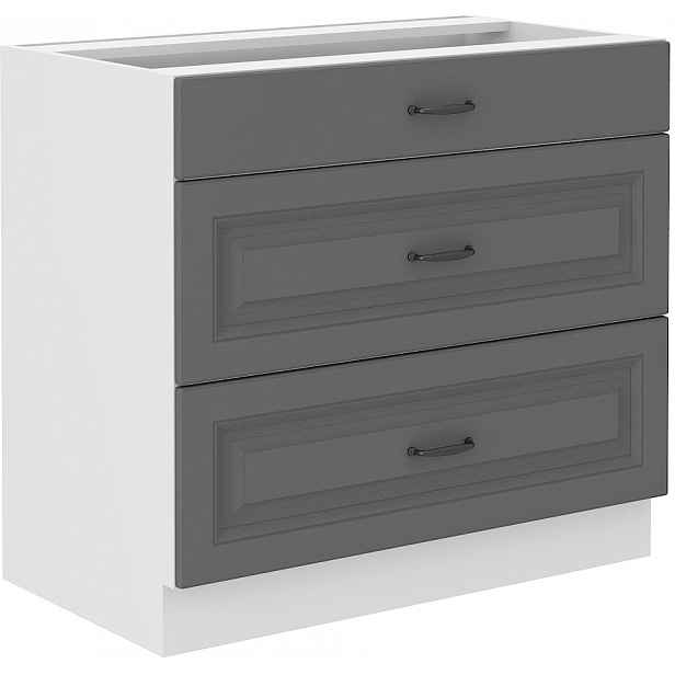 Spodní skříňka Stilo 80 D 3S BB - Premium Box Barva korpusu: Bílá, Barva dvířek: Dust Grey