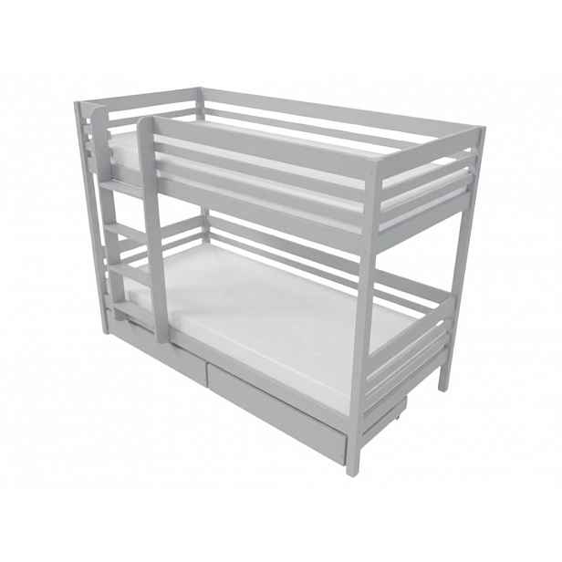 Benlemi Patrová postel TULY s žebříkem 90x200 cm Zvolte barvu: Světle šedá, Zvolte šuplík: Dvojitý úložný šuplík, Zvolte stranu: Vlevo