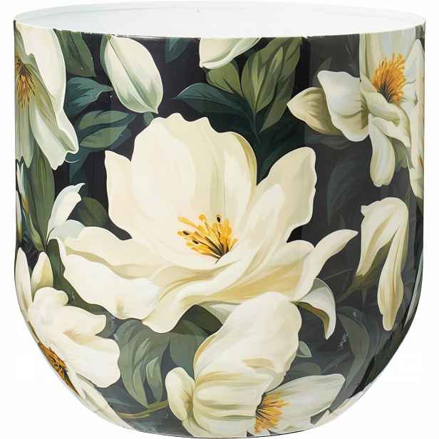 Kovový Obal Na Květináč Na Květináč 26X26X25 CM, Sada 2 Kusů, Motiv S Květinami