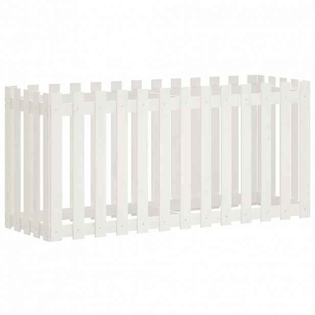 vidaXL Vyvýšený záhon plotový design bílý 150x50x70 cm masiv borovice