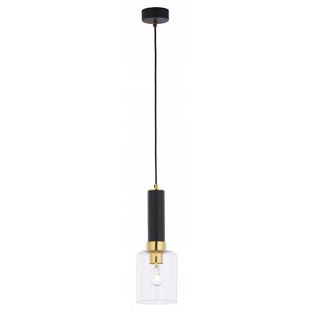 Závěsná lampa Tuluza Černá Zlatá Skleněná Stínidlo 1xE27 12 cm Stropní Svítidlo