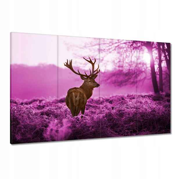 Obrazy 120x80 Jelen ve fialovém lese