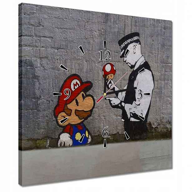 Hodiny 40x40 Banksy Houbař Policie