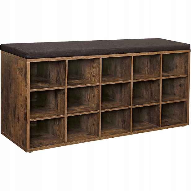 botník 15 přihrádek se sedákem 30x105x48 cm Regál do předsíně
