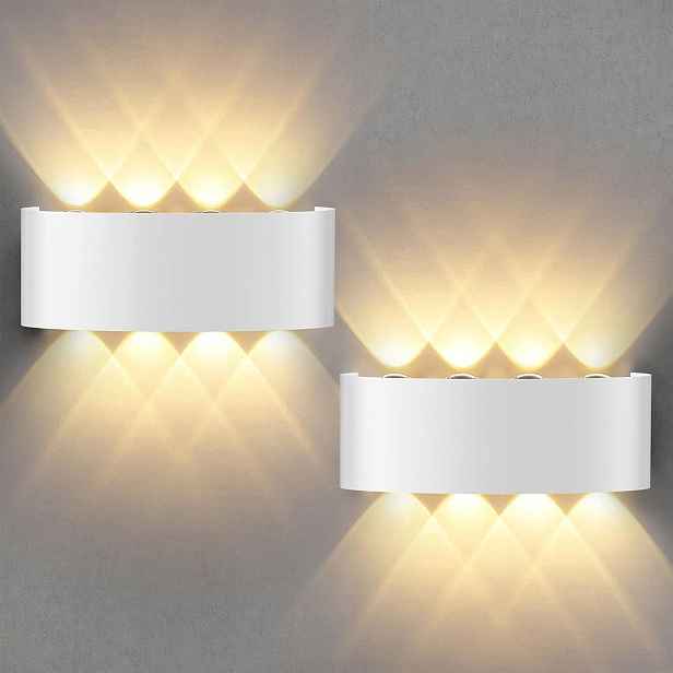 Nástěnné Lampy Sada 2 Kusů Led 8W 3000K Hliníkové IP65 Venkovní