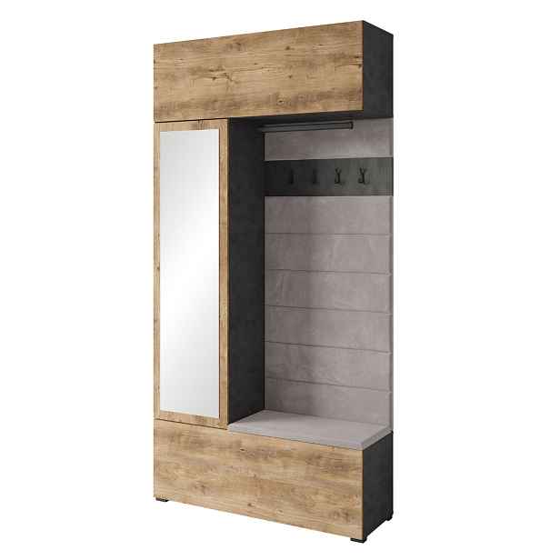 Předsíňová stěna se sedákem 115 cm Tejo matera/kaštan (TEJ009TX+TEJ244)