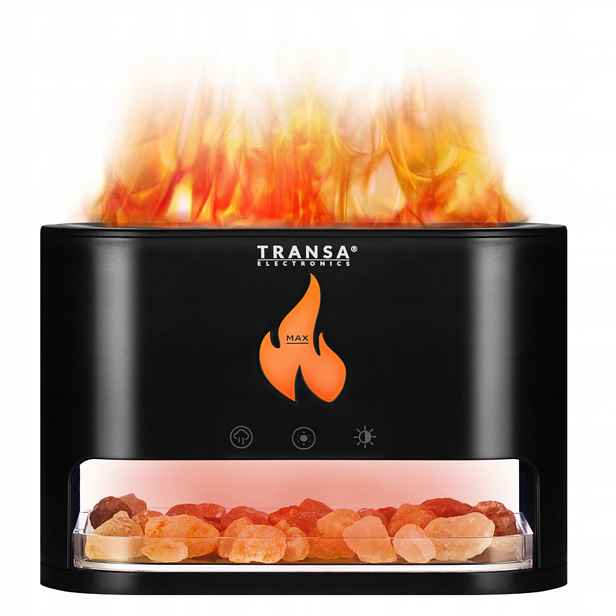Difuzér vůně Aromaterapie Plamen Led Himalájská sůl AromaFire Černý