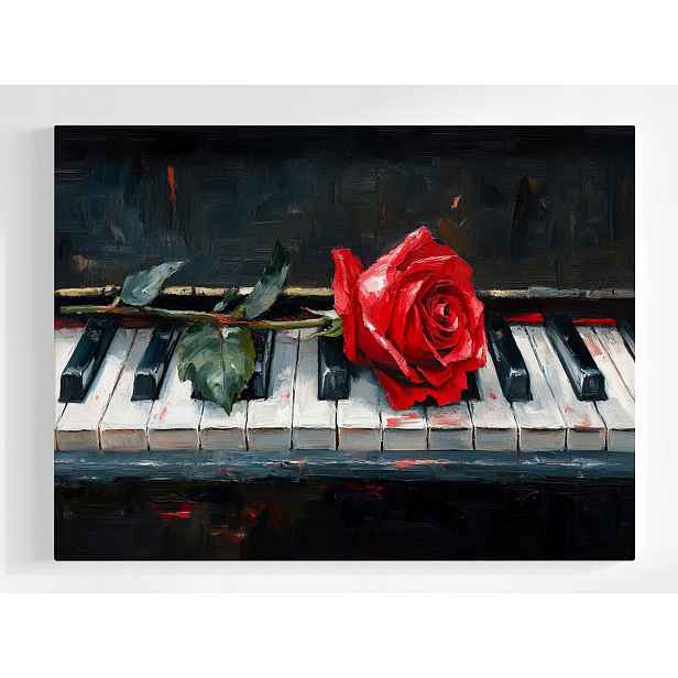 Plakát Hudba Umění Klavír Piano Květ Růže 100x75