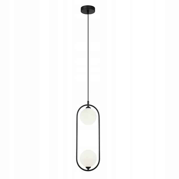 Závěsná lampa lupus černá oválná 2xg9 skleněné koule Italux