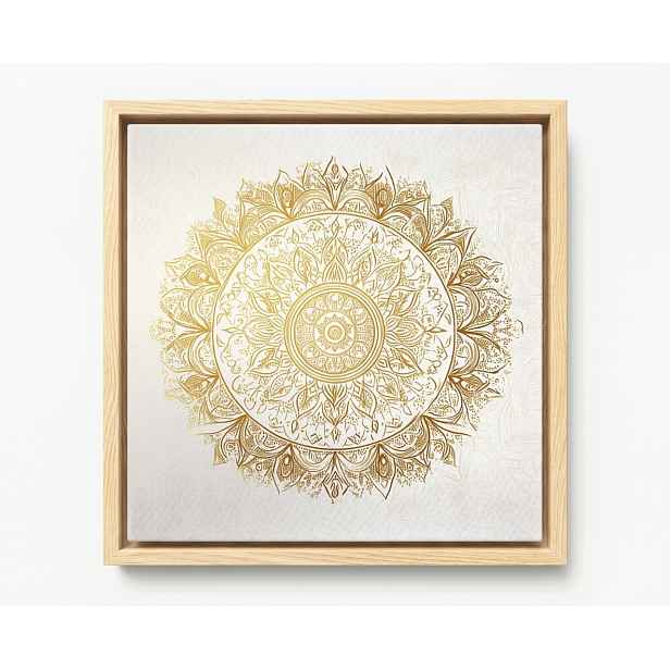 Obraz Rama American Box Mandala Bílá Zlatá Harmonie Wellbeing Zen 50x50