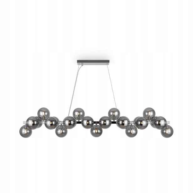 Závěsná lampa lustr horizontální chrom skleněná kouřové koule 123 cm 25p Maytoni