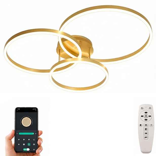 Stropní Svítidlo Moderní Zlatý Stropní Svítidlo Ring Led Lustr S Dálkový Ovladač