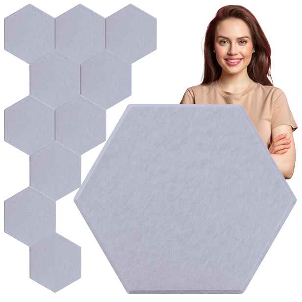 3D akustický nástěnný panel samolepicí hexagonální plstěná opěrka hlavy šedá
