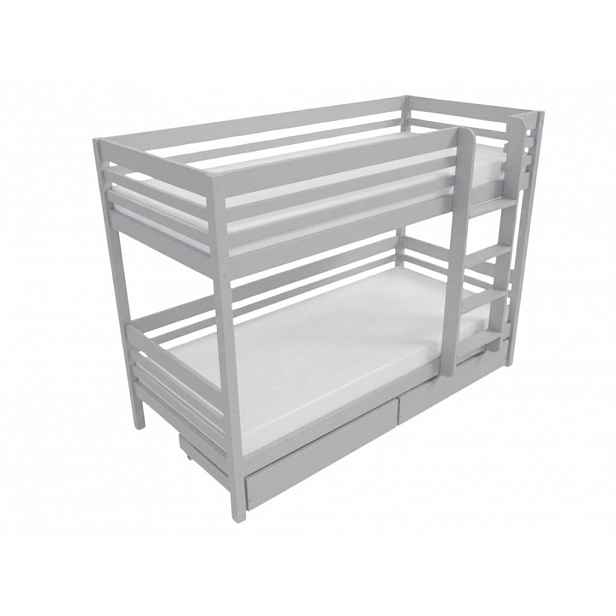Benlemi Patrová postel TULY s žebříkem 90x200 cm Zvolte barvu: Světle šedá, Zvolte šuplík: Dvojitý úložný šuplík, Zvolte stranu: Vpravo