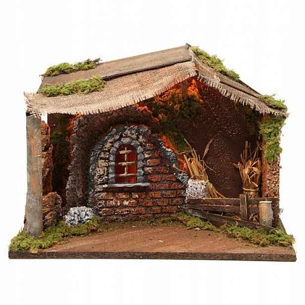 Betlém Vánoční Osvětlený 42x19x30cm pro figurky 12-15cm