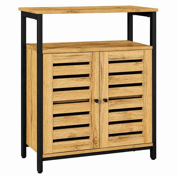 Komoda Loft Skříňka Dub 70x30x80 cm Dvířka Černá Rám